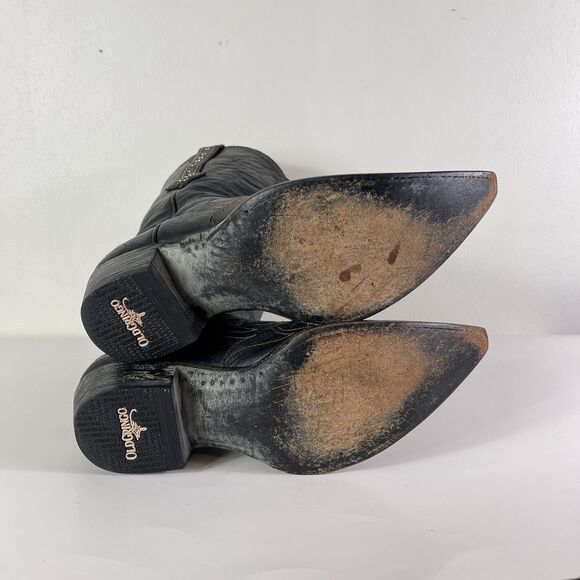 Old Gringo Black Heeled Boots with Gold Embroidery - Picture 8 of 11